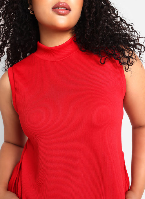 Shayla Ribbed Double Slit Sleeveless Top
