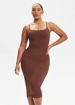 She Waisted SnatchedKnit Spaghetti Strap Midi Dress