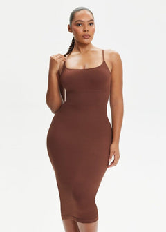 She Waisted SnatchedKnit Spaghetti Strap Midi Dress