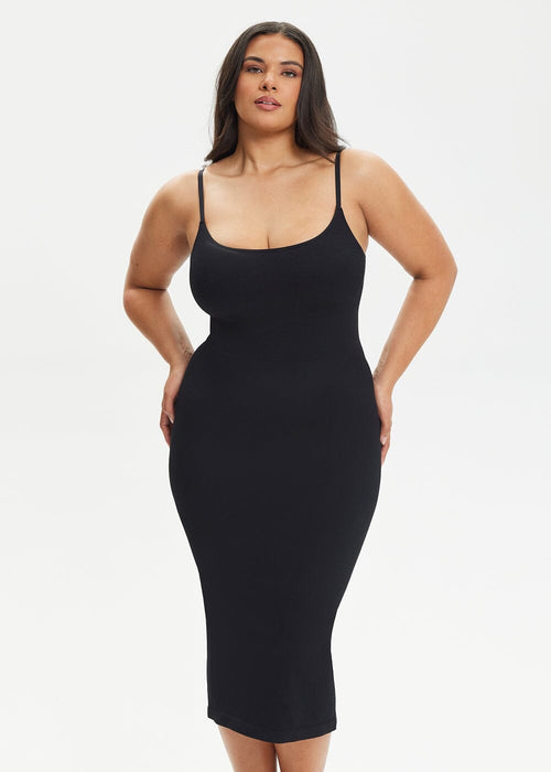 She Waisted SnatchedKnit Spaghetti Strap Midi Dress