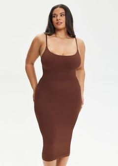 She Waisted SnatchedKnit Spaghetti Strap Midi Dress