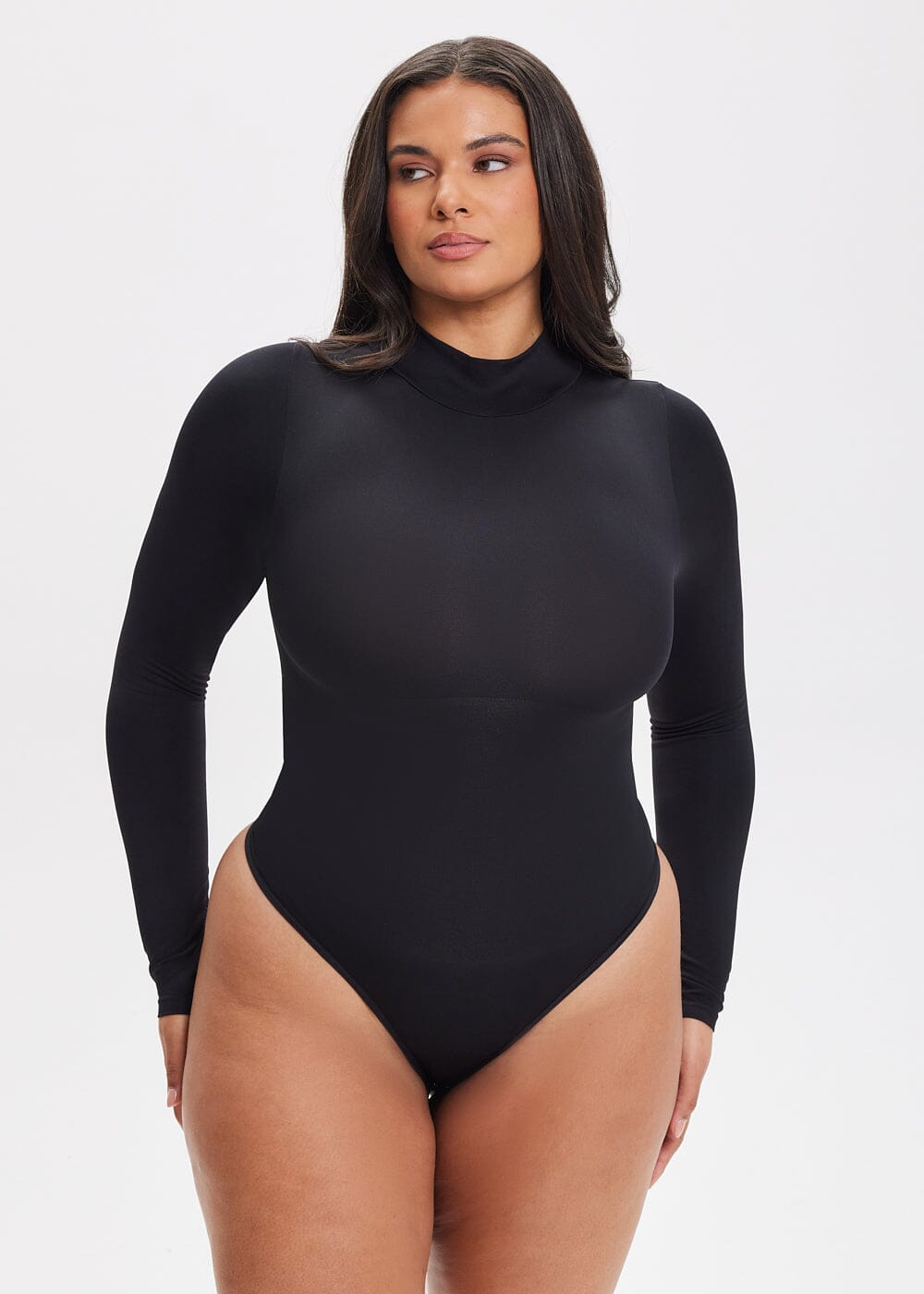 売れ筋商品|||エロクイ カットソー トップス レディース Women's Boxy Three Quarter Sleeve Turtleneck Black onyx She Waisted Sculpting Turtleneck Bodysuit – REBDOLLS