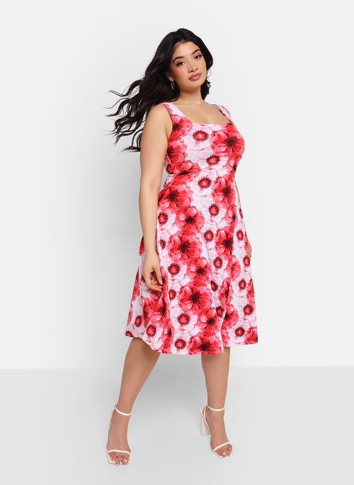 Shirleen Floral Midi A Line Dress