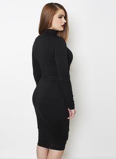 Don't Make Me Wait Cotton Turtleneck Midi Dress