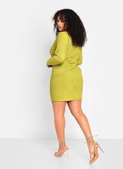 Teagan Textured Shirt Shift Dress - Chartreuse