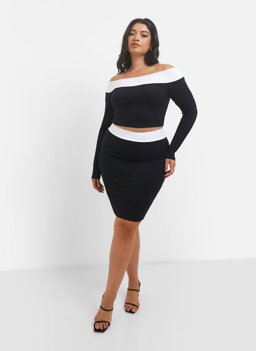 Thalia Colorblock Mini Bodycon Skirt - Black & White