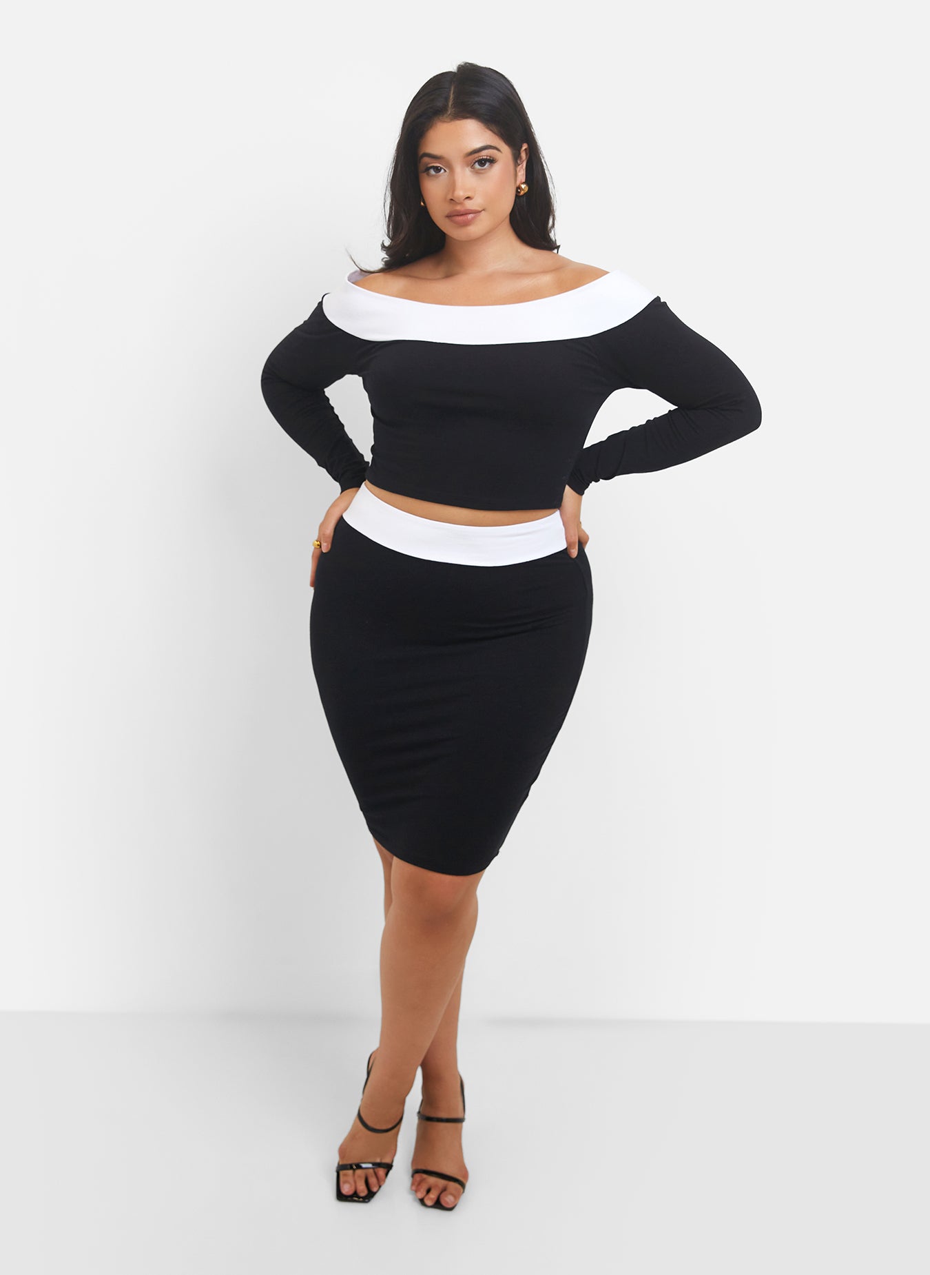Thalia Colorblock Mini Bodycon Skirt - Black & White