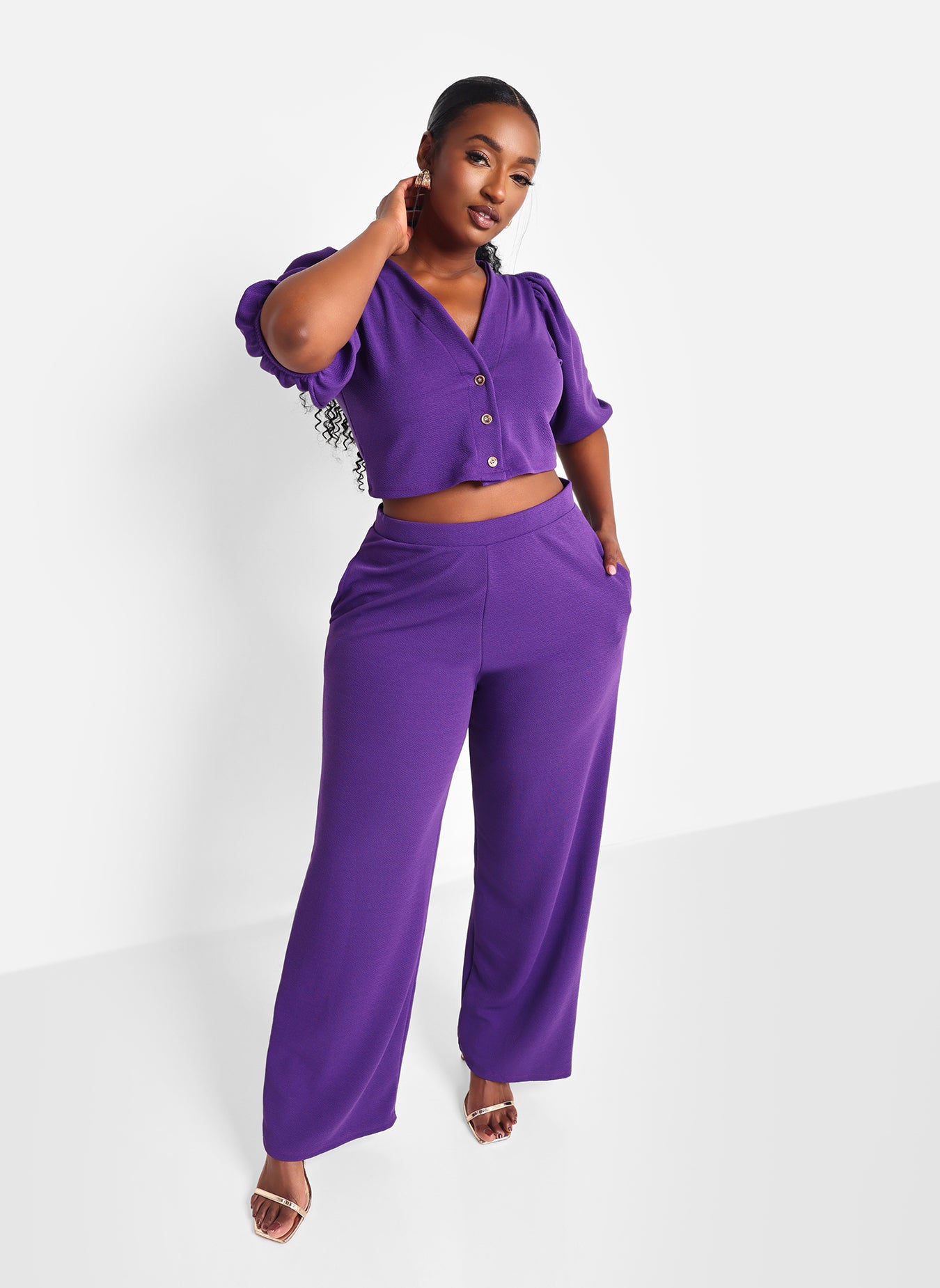 Plus Size Women Solid Sexy Top and Pant Two-piece Set - The Little  Connection