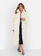 Vivianne Faux Fur Longline Coat W. Pockets - Ivory