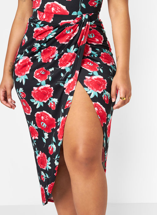 Abigail Floral Draped Midi Skirt