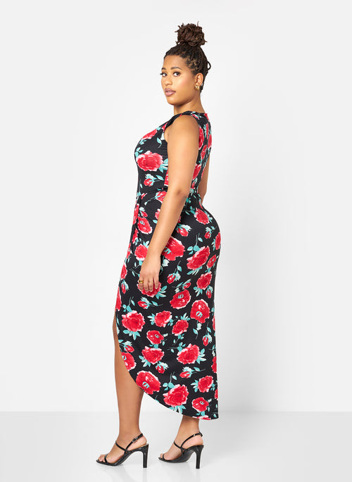 Abigail Floral Draped Midi Skirt