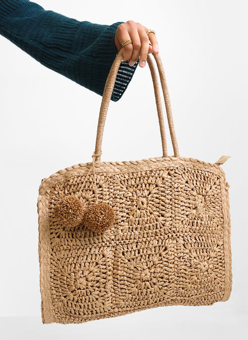 Large Straw Traveler Tote