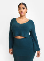 Jina Crochet Bell Sleeve Blouse - Teal