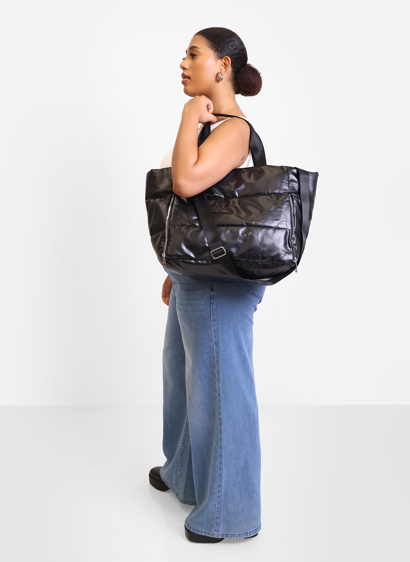 Metallic Puffer Tote
