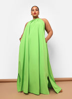 Ada Halter Maxi Shift Dress - Neon Green