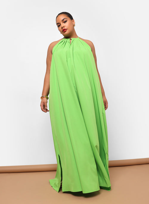 Ada Halter Maxi Shift Dress - Neon Green