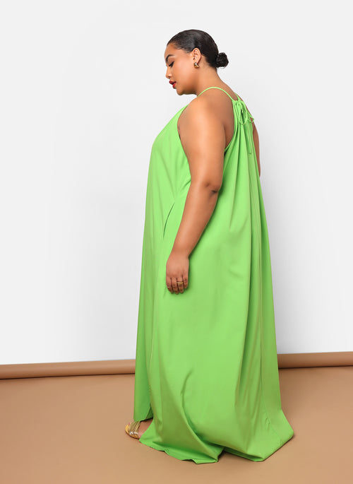 Ada Halter Maxi Shift Dress - Neon Green