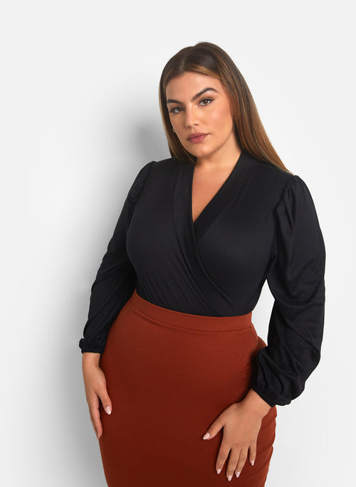 Adina V Neck Puff Sleeve Bodysuit