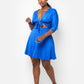 Aimee Front Tie Mini Skater Dress - Royal Blue