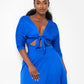 Aimee Front Tie Mini Skater Dress - Royal Blue