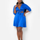 Aimee Front Tie Mini Skater Dress - Royal Blue