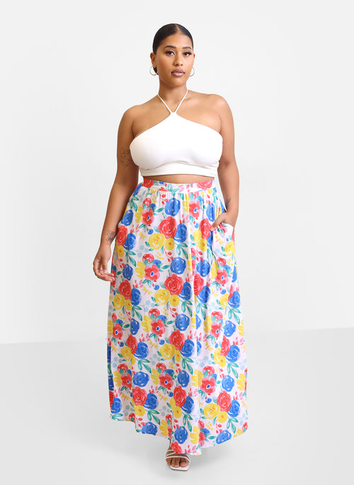 Alana Floral Skater Skirt w. Pockets