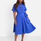 Allow Me Collared Skater Midi Dress - Blue
