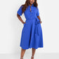 Allow Me Collared Skater Midi Dress - Blue