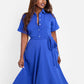 Allow Me Collared Skater Midi Dress - Blue
