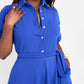 Allow Me Collared Skater Midi Dress - Blue