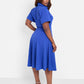 Allow Me Collared Skater Midi Dress - Blue