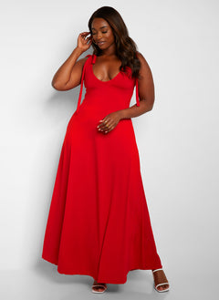 All You Need Maxi Skater Dress W. Pockets - Red