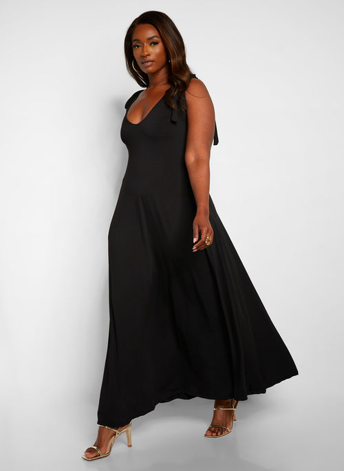 All You Need Maxi Skater Dress W. Pockets - Black