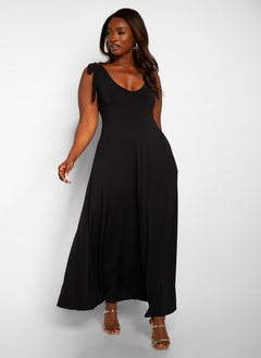 All You Need Maxi Skater Dress W. Pockets - Black