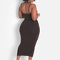 A Lot To Love V-Neck Midi Dress & Cardigan Set - Brown