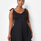 Always Yours Tie Strap Mini Skater Dress - Black