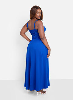 Bai Peasant Top Skater Maxi Dress - Blue