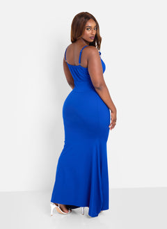 A Moment Peasant Bodycon Maxi Dress - Royal Blue