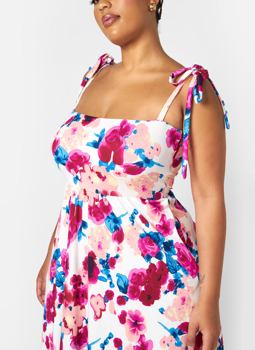 Ana Floral Skater Maxi Dress - Magenta