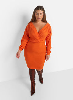 Eve Ribbed Drop Sleeve Mini Bodycon Dress