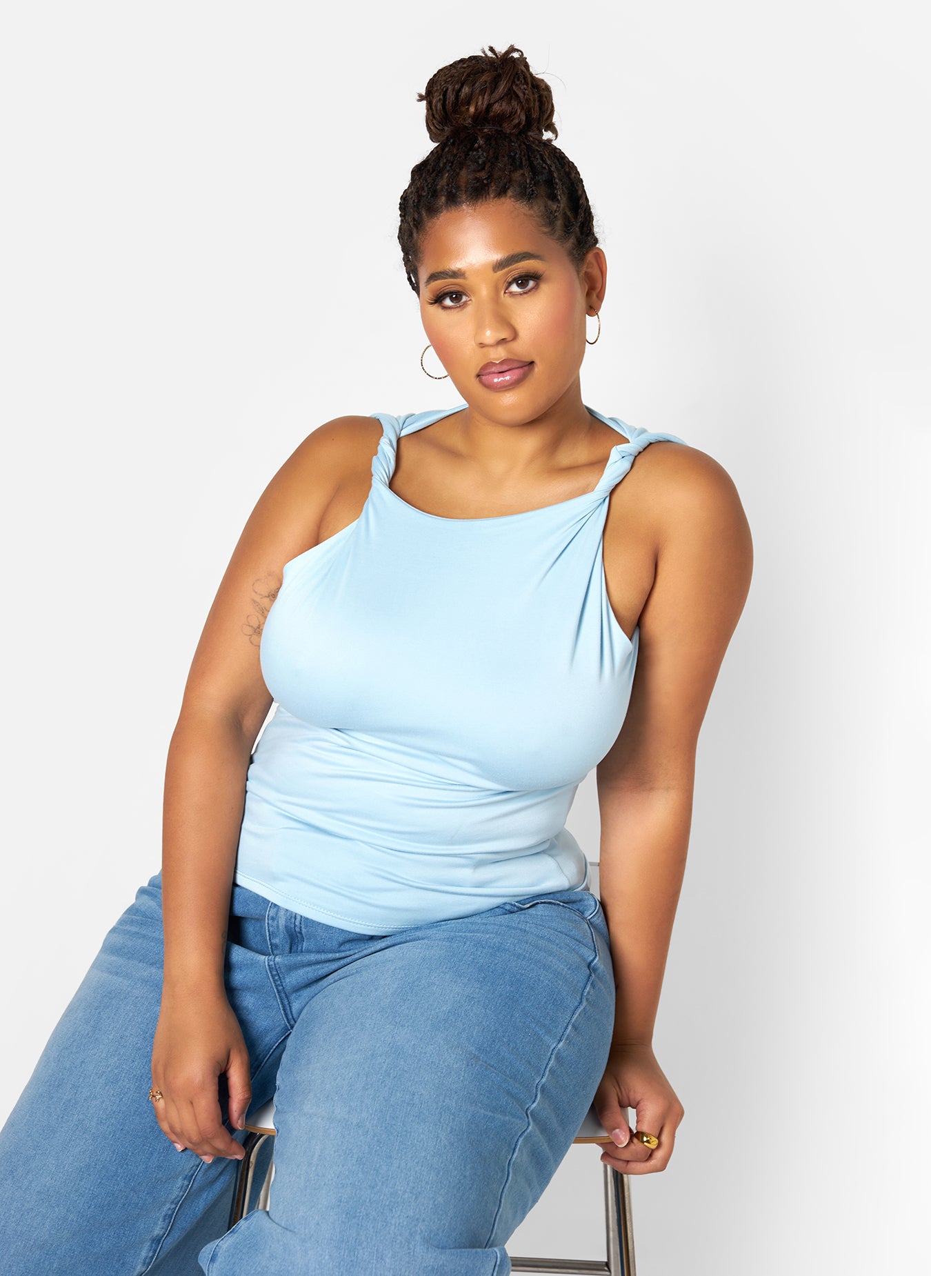 Aria Knotted Strap Top - Light Blue