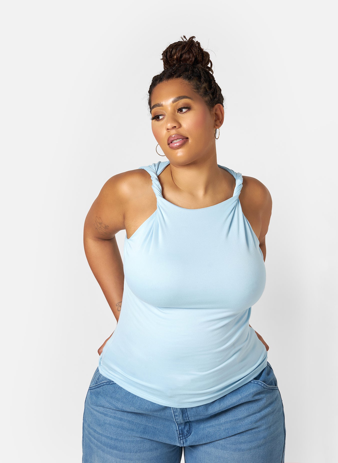 Aria Knotted Strap Top - Light Blue