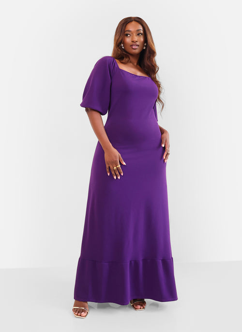 Aster Puff Sleeve A Line Maxi Dress