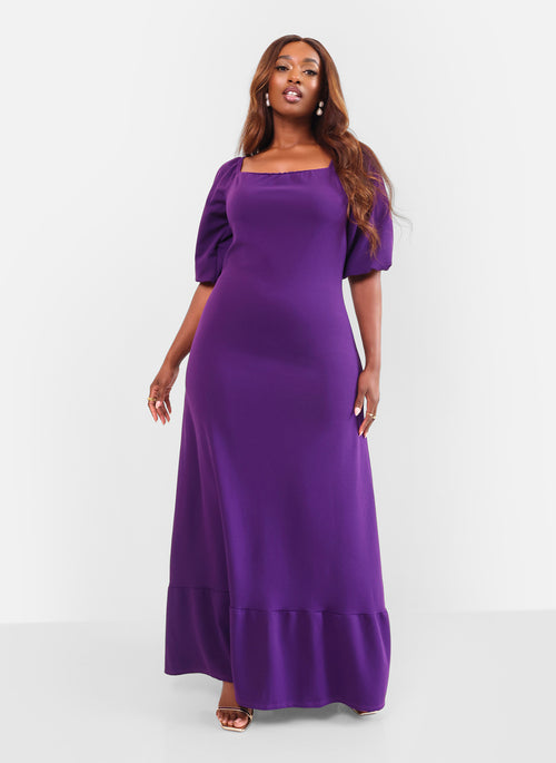 Aster Puff Sleeve A Line Maxi Dress