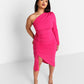 Azalea One Shoulder Asymmetrical Midi Bodycon Dress