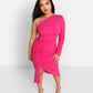 Azalea One Shoulder Asymmetrical Midi Bodycon Dress