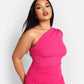 Azalea One Shoulder Asymmetrical Midi Bodycon Dress