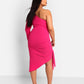 Azalea One Shoulder Asymmetrical Midi Bodycon Dress