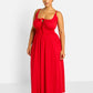 Bai Peasant Top Skater Maxi Dress - Red