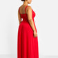 Bai Peasant Top Skater Maxi Dress - Red